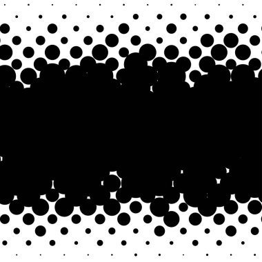 Yarım ton rastgele daireler, rastgele noktalar çizimi. Noktalar, noktalar, lekeler, noktalama arkaplanı ve desen. Noktacılık, noktacılık tasarımı. Düzensiz soyut rastgele asimetrik, asimetrik yatay vektör