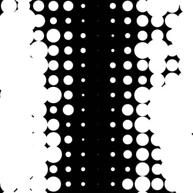 Yarım ton rastgele daireler, rastgele noktalar çizimi. Noktalar, noktalar, lekeler, noktalama arkaplanı ve desen. Noktacılık, noktacılık tasarımı. Düzensiz soyut rastgele asimetrik, asimetri dikey vektörü