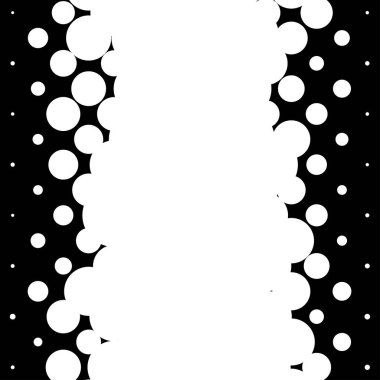 Yarım ton rastgele daireler, rastgele noktalar çizimi. Noktalar, noktalar, lekeler, noktalama arkaplanı ve desen. Noktacılık, noktacılık tasarımı. Düzensiz soyut rastgele asimetrik, asimetri dikey vektörü