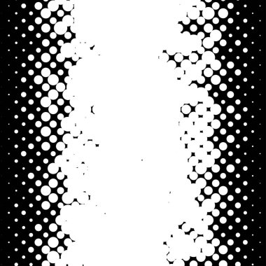 Yarım ton rastgele daireler, rastgele noktalar çizimi. Noktalar, noktalar, lekeler, noktalama arkaplanı ve desen. Noktacılık, noktacılık tasarımı. Düzensiz soyut rastgele asimetrik, asimetri dikey vektörü