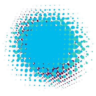 Çizgi roman mürekkebi renkli yarım ton vektör şablonu, doku tasarım elementi yayar. Çemberler, noktalar, ekran çizimi. Çil, benek benek ve benek çizimi. Noktalama işaretleme vektör sanatı.