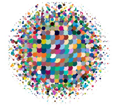 Yarım ton (yarım ton) element. Noktalar, daireler, benekler ve çiller vektör illüstrasyonu. Noktalama dizaynı