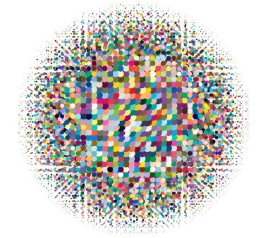 Yarım ton (yarım ton) element. Noktalar, daireler, benekler ve çiller vektör illüstrasyonu. Noktalama dizaynı