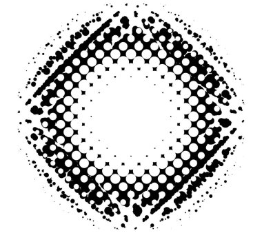 Yarım ton (yarım ton) element. Noktalar, daireler, benekler ve çiller vektör illüstrasyonu. Noktalama dizaynı