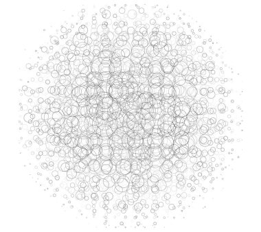 Ana hatlar, kesişen yüzükler yarım ton (yarım ton) element. Noktalar, daireler, benekler ve çiller vektör illüstrasyonu. Noktalama noktalama dizaynı