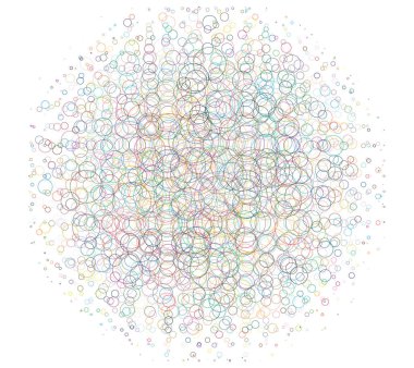 Ana hatlar, kesişen yüzükler yarım ton (yarım ton) element. Noktalar, daireler, benekler ve çiller vektör illüstrasyonu. Noktalama noktalama dizaynı