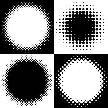 Yarı ton vektör deseni, doku. Çemberler, noktalar, ekran çizimleri. Çil, noktalama, benek çizimi. Noktacı vektör sanatı