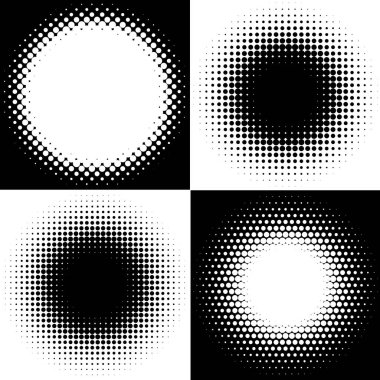 Yarı ton vektör deseni, doku. Çemberler, noktalar, ekran çizimleri. Çil, noktalama, benek çizimi. Noktacı vektör sanatı