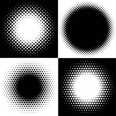 Yarı ton vektör deseni, doku. Çemberler, noktalar, ekran çizimleri. Çil, noktalama, benek çizimi. Noktacı vektör sanatı
