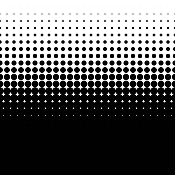 Linear, horizontal halftone vector pattern, texture. Circles, dots, screentone illustration. Freckle, stipple-stippling, speckles illustration. Pointillist vector art