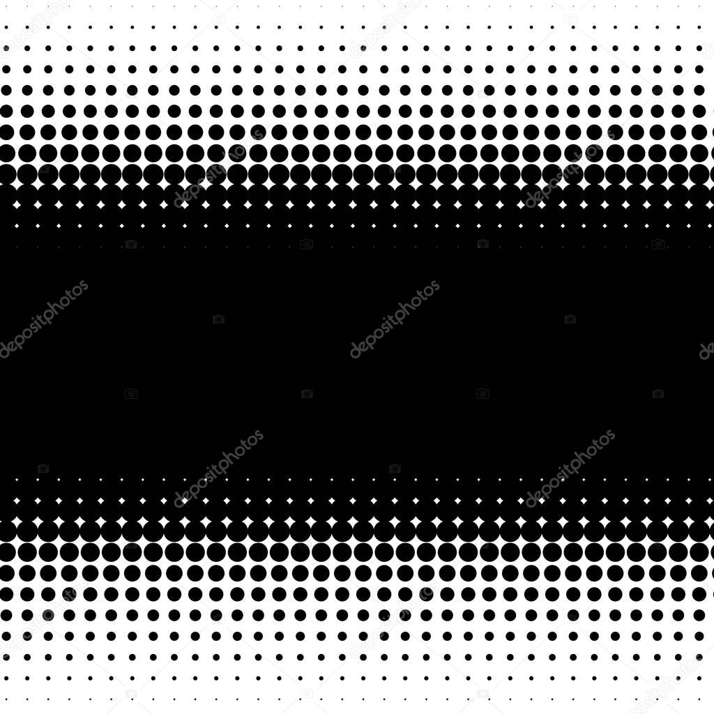 Linear, horizontal halftone vector pattern, texture. Circles, dots, screentone illustration. Freckle, stipple-stippling, speckles illustration. Pointillist vector art