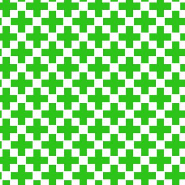 Tekrarlanabilir yeşil haç işareti, işaret, sağlık geçmişi için sembol, illüstrasyon. Yeşil artı işaretler pürüzsüz. Vektör illüstrasyonu