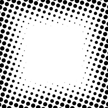 Yarı ton deseni, yarım ton desen. Yarım ton arkaplan vektör çizimi. Ekran kenarlığı, çerçeve