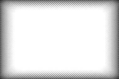 Yarı ton deseni, yarım ton desen. Yarım ton arkaplan vektör çizimi. Ekran kenarlığı, çerçeve
