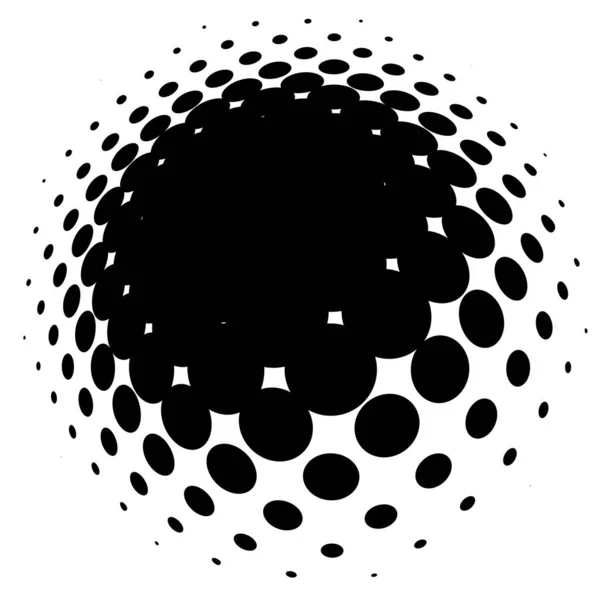 球面畸变半色调点元 球体在凸起物上变形 凸起斑 圆点和尖角 圆点形 点状抽象几何圆环元素 曲面Fx — 图库矢量图片
