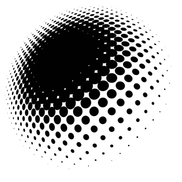 Spherical Distortion Halftone Dots Element Orb Ball Deform Bulge Bump — Stock Vector