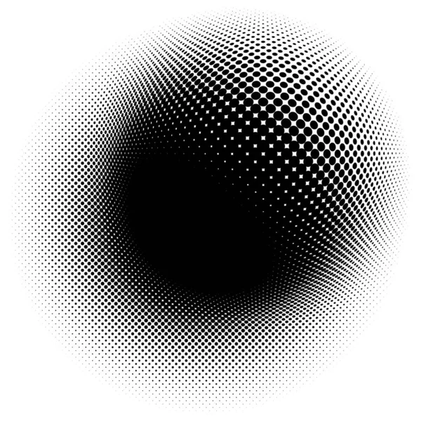 Spherical Distortion Halftone Dots Element Orb Ball Deform Bulge Bump — Stock Vector