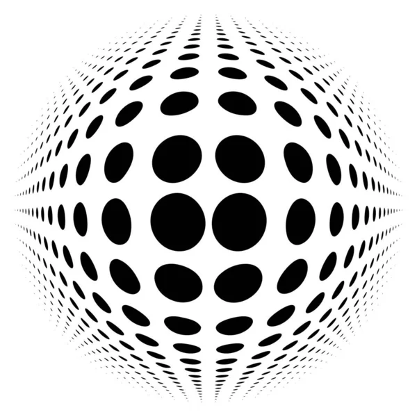 Spherical Distortion Halftone Dots Element Orb Ball Deform Bulge Bump — Stock Vector