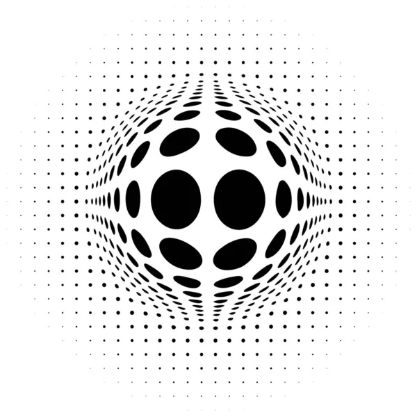 球面畸变半色调点元 球体在凸起物上变形 凸起斑 圆点和尖角 圆点形 点状抽象几何圆环元素 曲面Fx — 图库矢量图片