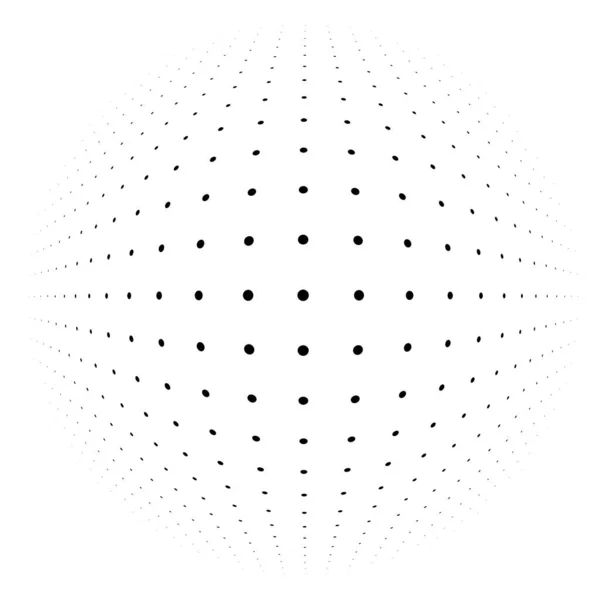 Distorção Esférica Meio Tom Pontos Elemento Orbe Bola Deformar Protuberância —  Vetores de Stock