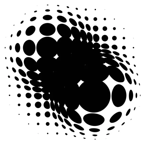 Sferische Vervorming Halve Toon Stippen Element Bol Bal Vervormen Bobbel — Stockvector