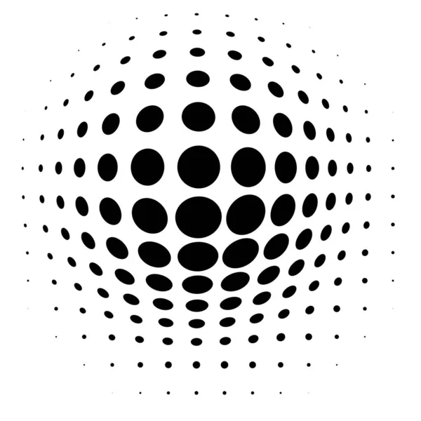 Esférica Distorsión Punto Medio Tono Elemento Orbe Bola Deforme Abultamiento — Archivo Imágenes Vectoriales