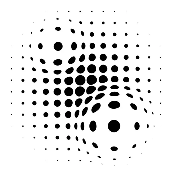 Spherical Distortion Halftone Dots Element Orb Ball Deform Bulge Bump — Stock Vector