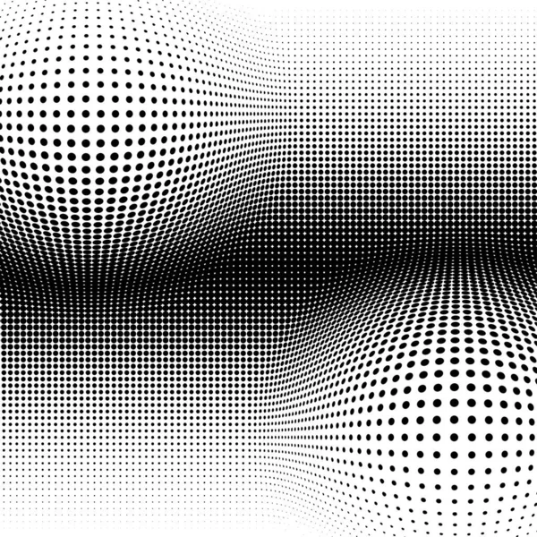 Sferische Vervorming Halve Toon Stippen Element Bol Bal Vervormen Bobbel — Stockvector