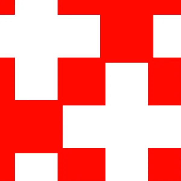 Signe Répétitif Croix Blanche Marque Sur Rouge Pour Les Soins — Image vectorielle