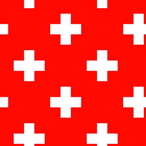 Wiederholbares Weißes Kreuzschild Markierung Über Rot Für Medizinischen Medizinischen Hintergrund — Stockvektor