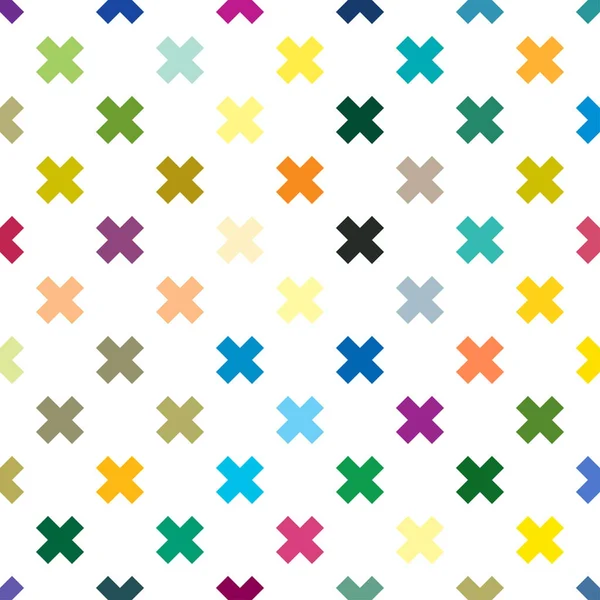 Kruis Teken Geometrische Naadloos Herhaalbaar Patroon Achtergrond Textuur Kleurrijke Levendige — Stockvector