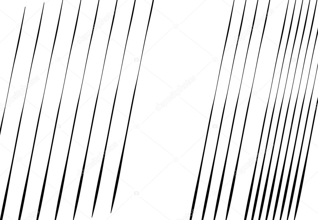 Diagonal, slating, oblique and skew lineal, linear striped liny abstract geometric vector illustration. Tilted pinstripes, streaks and strips black and white vector graphics
