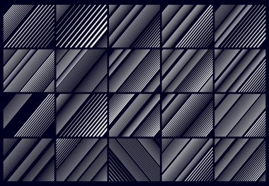 Yarım ton köşegen, eğimli, paralel ve rastgele çizgiler, çizgili desen ve arkaplan. Çizgiler vektör çizimleri. Çizgiler, şeritler, kuluçkaya yatma ve ince çizgiler. Çizgili, çizgili, çizgili vektör