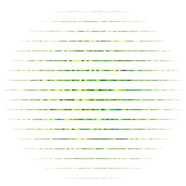 Küçük çizgi parçalarından oluşan soyut geometrik çember element yapısı. Renkli hat örgüsü, ızgara, ızgara ve kafes. Yeşil daire vektör illüstrasyonu 