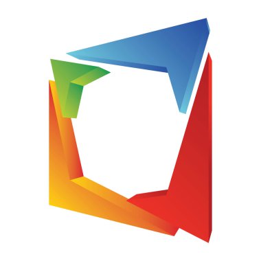 3d kare renkli geometrik logo, simge. Bakış açısına göre geometri logosu. Çok amaçlı logo, simge