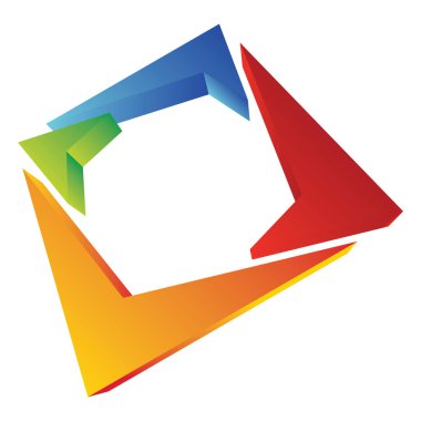 3d kare renkli geometrik logo, simge. Bakış açısına göre geometri logosu. Çok amaçlı logo, simge