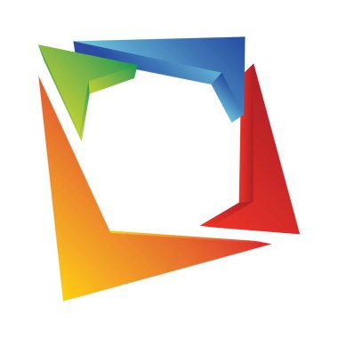 3d kare renkli geometrik logo, simge. Bakış açısına göre geometri logosu. Çok amaçlı logo, simge