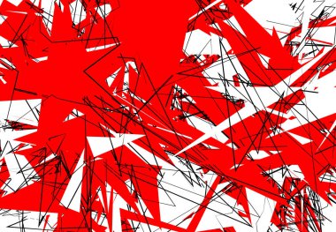 Rastgele Kaotik Çağdaş Sanat Çizimi. Rastgele çizgiler, şekiller. Kırmızı