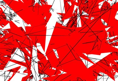 Rastgele Kaotik Çağdaş Sanat Çizimi. Rastgele çizgiler, şekiller. Kırmızı