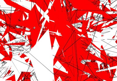 Rastgele Kaotik Çağdaş Sanat Çizimi. Rastgele çizgiler, şekiller. Kırmızı