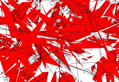 Rastgele Kaotik Çağdaş Sanat Çizimi. Rastgele çizgiler, şekiller. Kırmızı