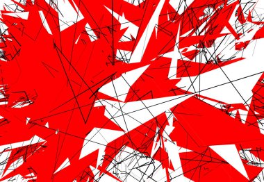 Rastgele Kaotik Çağdaş Sanat Çizimi. Rastgele çizgiler, şekiller. Kırmızı