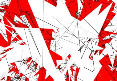 Rastgele Kaotik Çağdaş Sanat Çizimi. Rastgele çizgiler, şekiller. Kırmızı