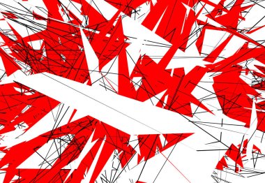 Rastgele Kaotik Çağdaş Sanat Çizimi. Rastgele çizgiler, şekiller. Kırmızı