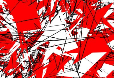 Rastgele Kaotik Çağdaş Sanat Çizimi. Rastgele çizgiler, şekiller. Kırmızı