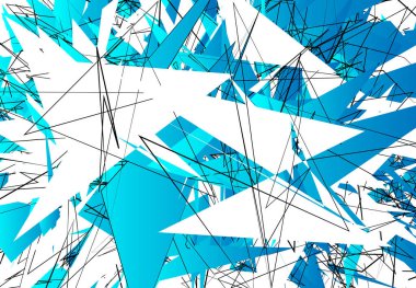 Rastgele Kaotik Çağdaş Sanat Çizimi. Rastgele çizgiler, şekiller. Buz / Mavi sürümü