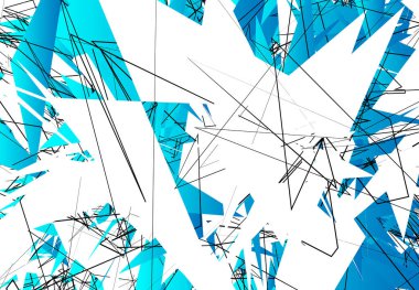 Rastgele Kaotik Çağdaş Sanat Çizimi. Rastgele çizgiler, şekiller. Buz / Mavi sürümü