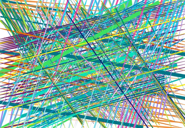 Abstracte Geometrische Chaotische Wirwar Van Elkaar Kruisende Lijnen Strepen Kleurrijke — Stockvector