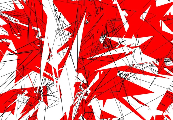 Casuale Chaotic Opera Contemporanea Illustrazione Vettoriale Linee Casuali Forme Rosso — Vettoriale Stock
