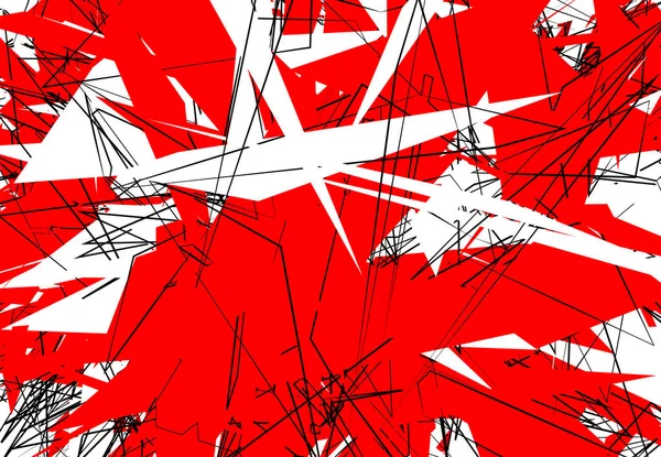 Zufällige Chaotische Illustration Zeitgenössischer Kunstwerke Zufällige Linien Formen Rot — Stockvektor